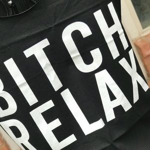 New ladies Black Tank Top, with vinyl writing.